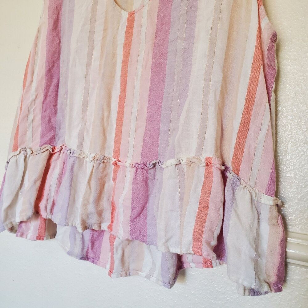 Rails Mira Juliette Striped Peplum Tank Top Size XL Sleeveless V Neck Multicolor - Picture 7 of 16